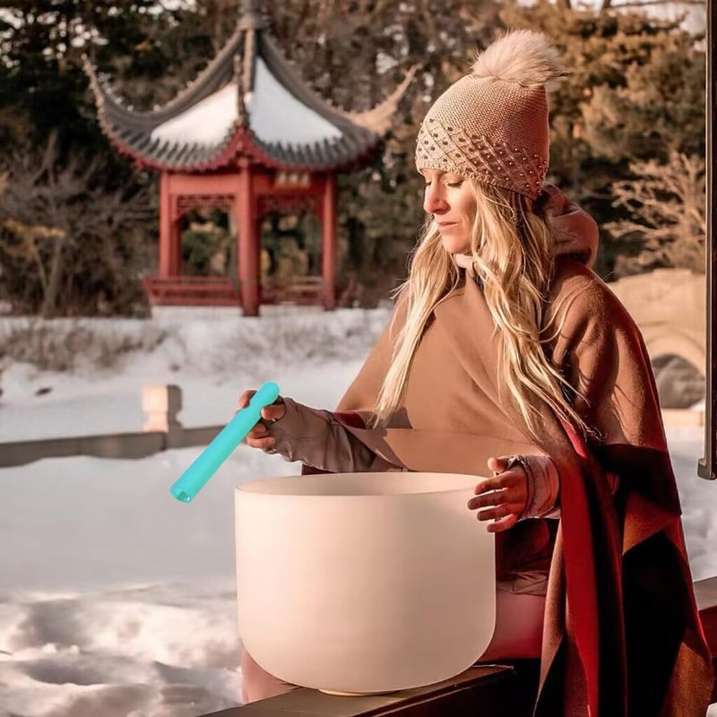 UPCEED Singing Bowl Mallet Hollow Acrylic Silicone Rubber Striker Mallet for Playing Quartz Crystal Singing Bowls with Bundle Pocket(Blue) - Image 3
